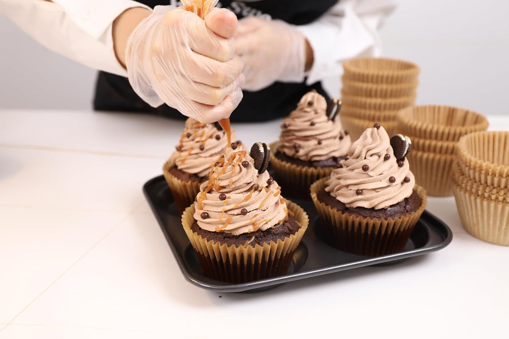 Cupcake Liners & Muffin Liners - JUMBO, NON STICK, THICK Parchment Paper For Baking Muffins - Big Giant Extra Large XL Size, Heavy Duty, Tall Unbleached Natural Brown Cup Cake Holders Wrappers
