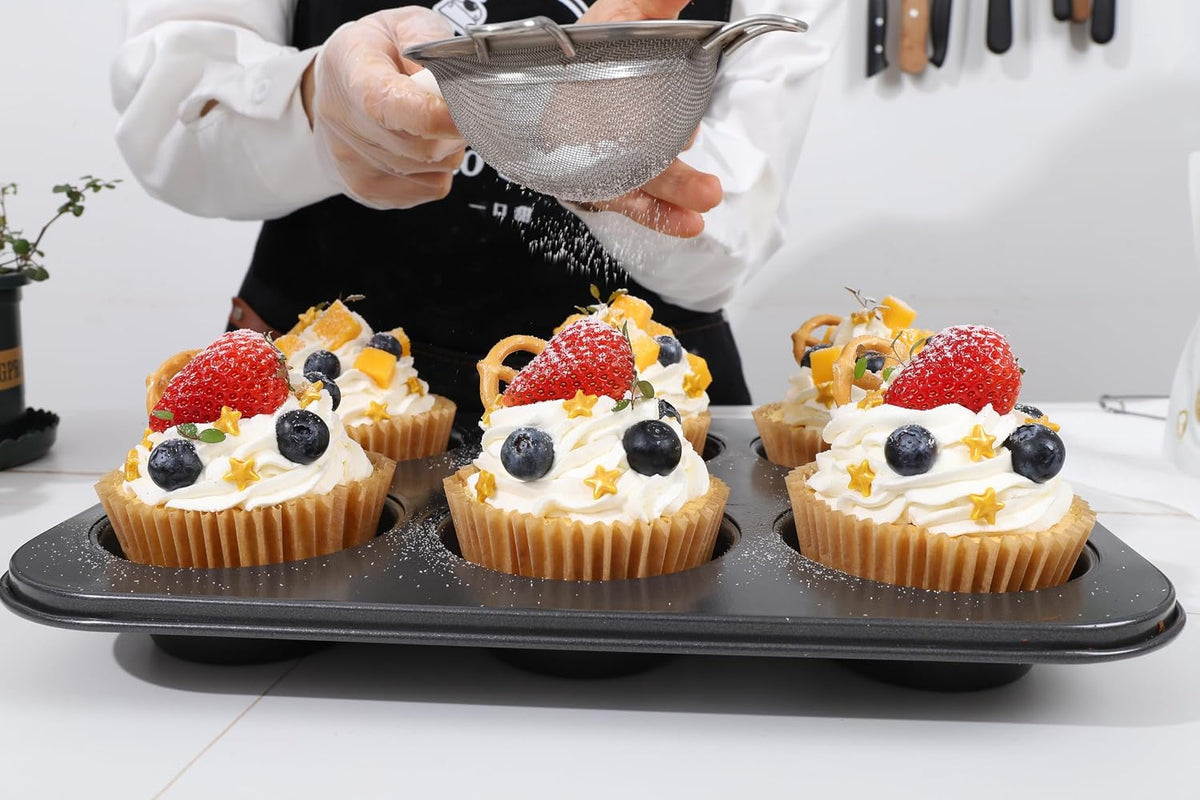 Cupcake Liners & Muffin Liners - JUMBO, NON STICK, THICK Parchment Paper For Baking Muffins - Big Giant Extra Large XL Size, Heavy Duty, Tall Unbleached Natural Brown Cup Cake Holders Wrappers