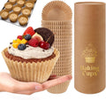 Cupcake Liners & Muffin Liners - JUMBO, NON STICK, THICK Parchment Paper For Baking Muffins - Big Giant Extra Large XL Size, Heavy Duty, Tall Unbleached Natural Brown Cup Cake Holders Wrappers